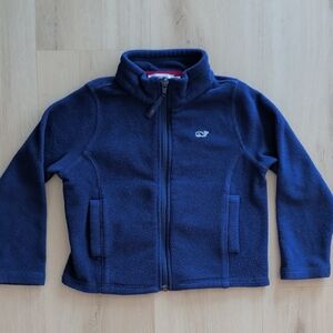 Vineyard Vines Deep Blue Zip Up Fleece Jacket Mock Collar Pockets 3T